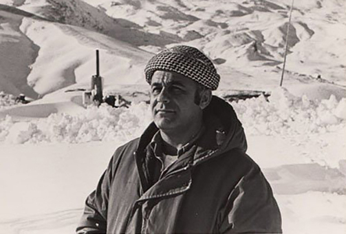العیزر زفریر افسر ارشد موساد در حاج عران کردستان عراق، زمستان 5-1974
