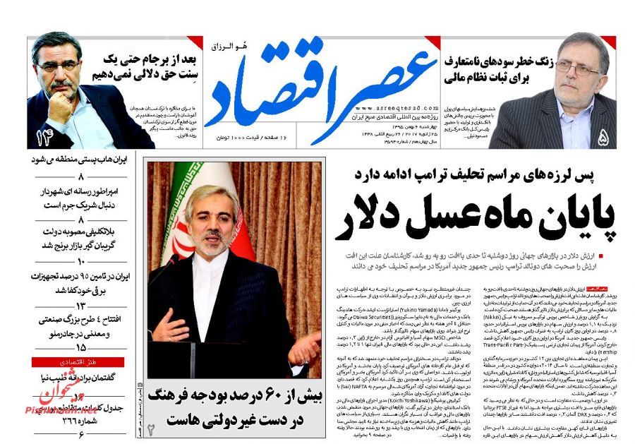 صفحه نخست روزنامه‌های اقتصادی ششم بهمن