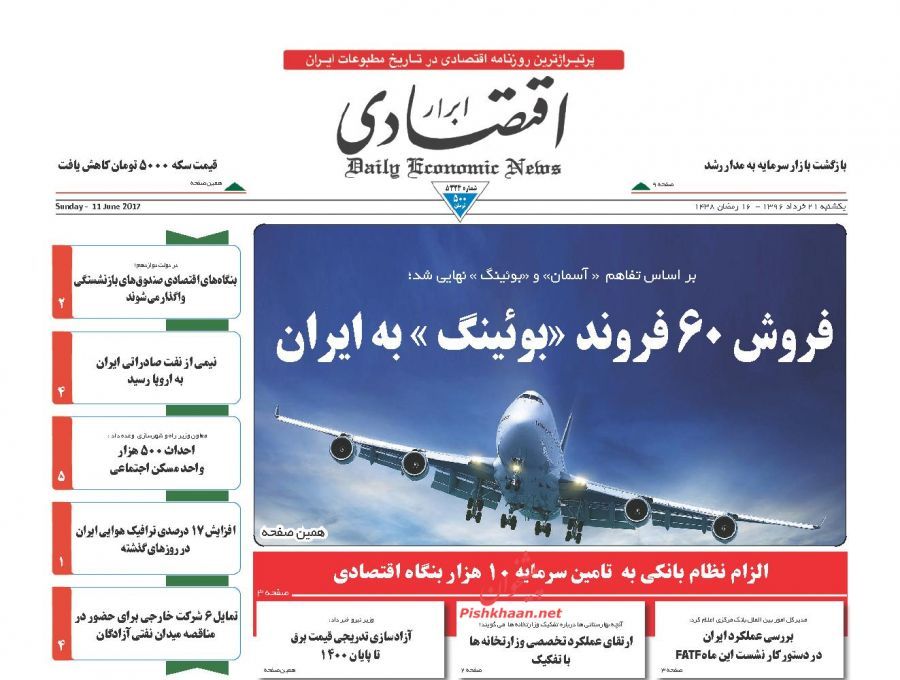 صفحه نخست روزنامه‌های اقتصادی ۲۱ خرداد