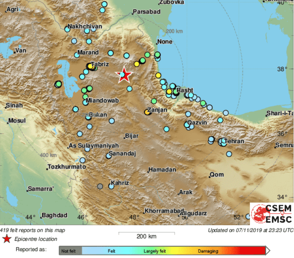 زلزله 6 ریشتری شمال غرب کشورمان را لرزاند/ آذربایجان شرقی، اردبیل، گیلان و تهران و چند استان دیگر لرزیدند
