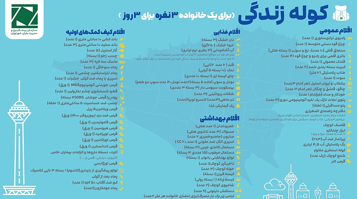 آماده سه روز بقا در تهران شوید
