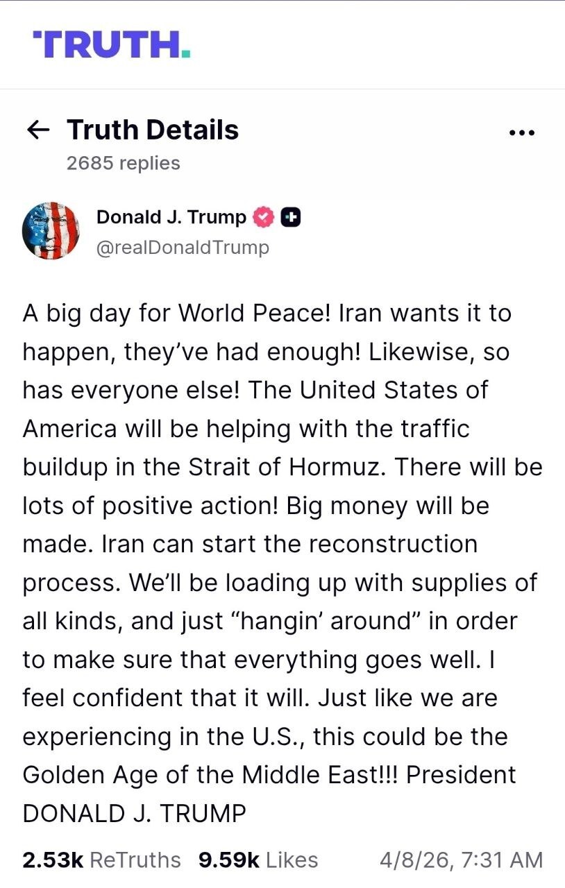 روز چهلم/عقبنشینی ترامپ: آتشبس اعلام میکنم/نیویورک تایمز: تمام تحریمها رفع میشود/وعده صادق ۴ در موج صدم/بروزرسانی می شود روز چهلم/عقبنشینی ترامپ: آتشبس اعلام میکنم/نیویورک تایمز: تمام تحریمها رفع میشود/وعده صادق ۴ در موج صدم/بروزرسانی می شود