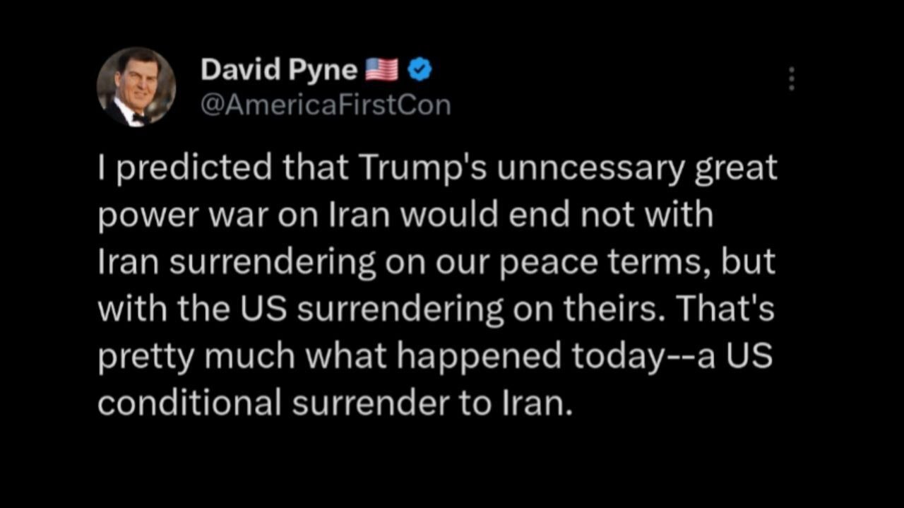 روز چهلم/عقبنشینی ترامپ: آتشبس اعلام میکنم/نیویورک تایمز: تمام تحریمها رفع میشود/وعده صادق ۴ در موج صدم/بروزرسانی می شود روز چهلم/عقبنشینی ترامپ: آتشبس اعلام میکنم/نیویورک تایمز: تمام تحریمها رفع میشود/وعده صادق ۴ در موج صدم/بروزرسانی می شود