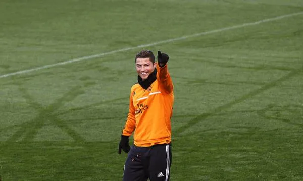 کریستین رونالدو در حال تمرین قبل از بازیANSA
