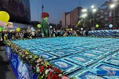 فرش ۳ تنی از کیک خامه‌ای در میدان ولی‌عصر تهران