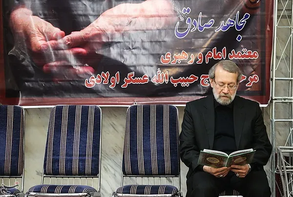 علی لاریجانی در مراسم ختم مرحوم حبیب الله عسگراولادی