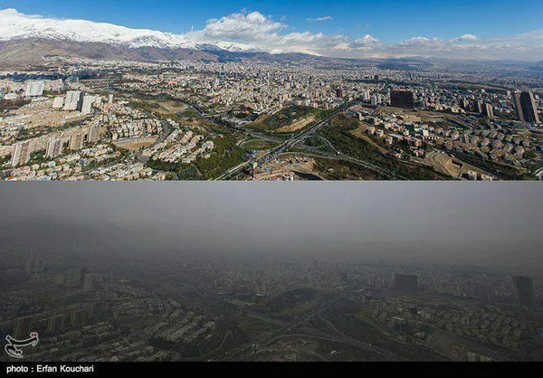 دو نما از تهران؛ یکی در 20 آبان ماه 94 و دیگری امروز (9 دی ماه 94)