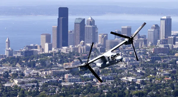 هواپیمای بوئینگ MV-22B بر فراز سیاتل ایالات متحده./AP
