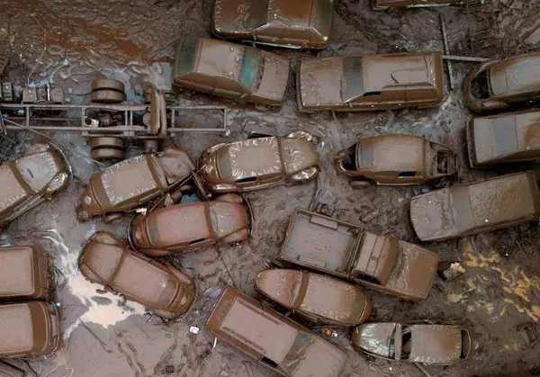 برزیل ـ وسایل نقلیه پوشیده از گل به دنبال سیل 