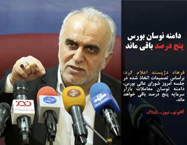 فرهاد دژپسند اعلام کرد: براساس تصمیمات اتخاذ شده در جلسه امروز شورای عالی بورس، دامنه نوسان معاملات بازار سرمایه پنج درصد باقی خواهد ماند.
