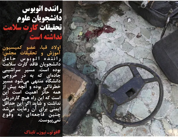اولاد قبا، عضو کمیسیون آموزش و تحقیقات مجلس: راننده اتوبوس حامل دانشجویان فاقد کارت سلامت بوده است. مسیر سراشیبی جاده&zwnj;ای که به در خروجی دانشگاه منتهی می&zwnj;شود مسیر خطرناکی بوده و آنچه بیش از همه حائز اهمیت است این است که این راه هیچ گاردریلی نداشت و شاید اگر این حداقل ایمنی برای آن رعایت می&zwnj;شد چنین فاجعه&zwnj;ای به وقوع نمی&zwnj;پیوست.

