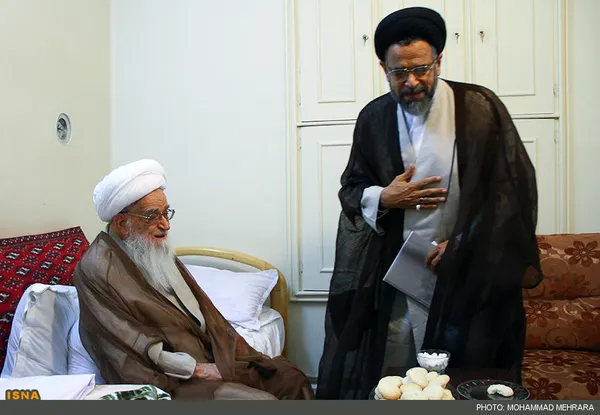 دیدار حجت&zwnj;الاسلام والمسلمین سید محمود علوی با آیت الله صافی گلپایگانی در مشهد