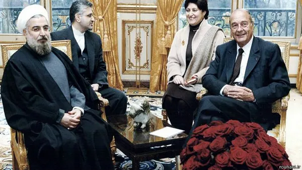 دیدار روحانی با ژاک شیراک رئیس جمهور وقت فرانسه در کاخ الیزه، دی ماه 1382