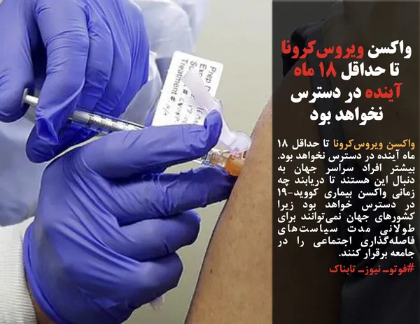 واکسن ویروس&zwnj;کرونا تا حداقل ۱۸ ماه آینده در دسترس نخواهد بود. بیشتر افراد سراسر جهان به دنبال این هستند تا دریابند چه زمانی واکسن بیماری کووید-۱۹ در دسترس خواهد بود زیرا کشورهای جهان نمی&zwnj;توانند برای طولانی مدت سیاست&zwnj;های فاصله&zwnj;گذاری اجتماعی را در جامعه برقرار کنند.
