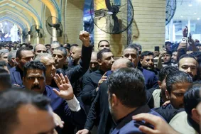 مشت گره کرده رئیس جمهور در حرم شاه نجف