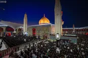 عکس: نماز جماعت حرم امام علی در شب رحلت پیامبر (ص)