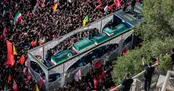 خودروی تشییع رهبر شهید در قلب تهران