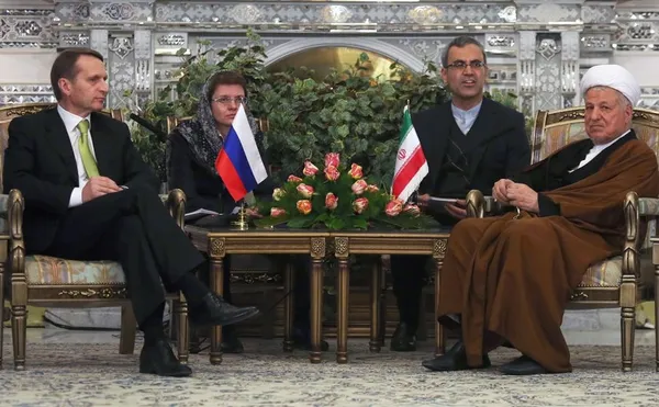 سرگئی ناریشکین، رئیس مجلس دومای روسیه روز دوشنبه با آیت الله هاشمی رفسنجانی، رئیس مجمع تشخیص مصلحت نظام دیدار کرد./IRNA
