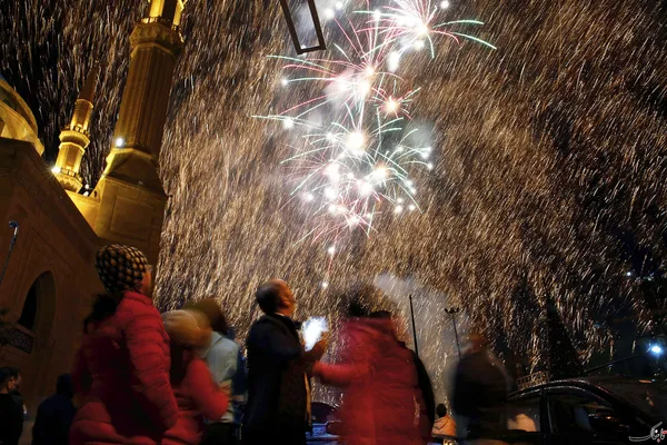 آتش بازی جشن سال نو در بیروت- لبنان
