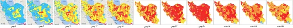  روند تغییرات نقشه رنگ&zwnj;بندی کرونایی در کشورمان از ابتدای بهمن&zwnj;ماه/ برای دیدین تصویر در ابعاد بزرگتر روی آن کلیک کنید 