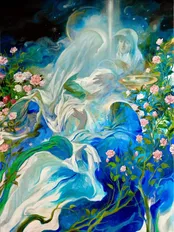 عکس: نقاشی روح‌الامین به مناسبت میلاد حضرت زهرا (س)