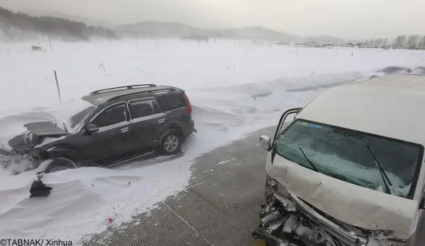شرق چین و هرج و مرج و تصادفات جاده ای بر اثر کولاک و برف سنگین