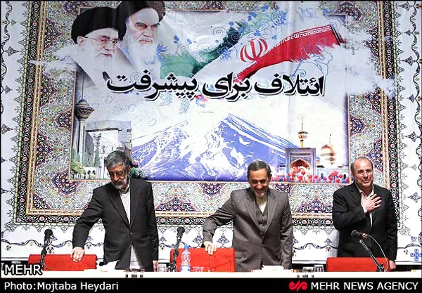 ائتلاف سه گانه هم در این هفته دوبار کنفرانس خبری برگزار کردند. اولی در آغاز هفته و با حضور علی اکبر ولایتی و حسین مظفر و یک بار هم روز چهار شنبه و با حضور سه عضو اصلی ائتلاف، چهارشنبه ۱۳-۱۲-۹۱