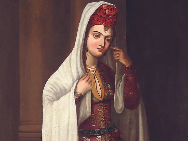 تصویر رنگ و روغن یک زن اشراف زاده صفوی، 1650 تا 1700 میلادی