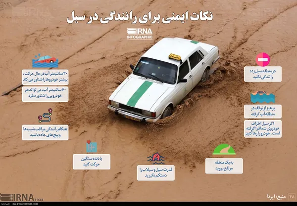 نکات ایمنی برای رانندگی در سیل 