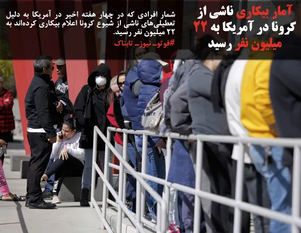 شمار افرادی که در چهار هفته اخیر در آمریکا به دلیل تعطیلی&zwnj;های ناشی از شیوع کرونا اعلام بیکاری کرده&zwnj;اند به ۲۲ میلیون نفر رسید.
