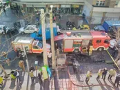 آتش سوزی در طبقه دوم یک ساختمان اداری در رودکی